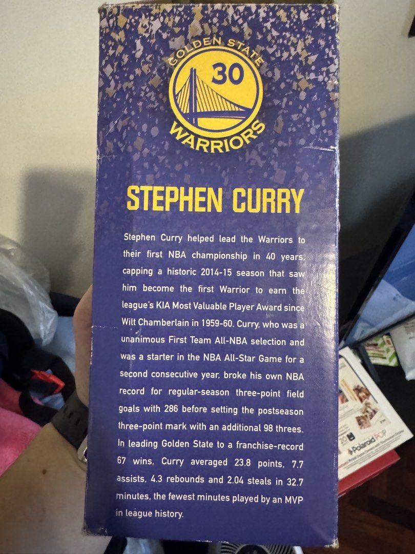 Kaiser Permanente Stephen Curry MVP Edition Bobblehead (Category: Figurines & Statues) located in Pasig City. Submitted by jkmoments (Listing ID 1459566131, Image 3). Description: 10,000 of these given at Oracle Arena. Oct 13, 2015. Limited collectors edition. Box has obvious wear and tear but item is original. Stephen Curry MVP Edition Bobblehead - Kaiser Permanente & Golden State Warriors collaboration - Decorative figurine (not a toy) - Made i