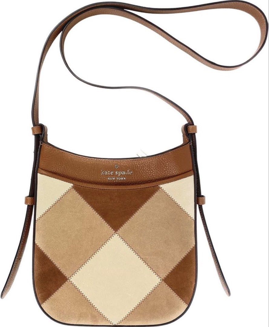 Kate Spade Patchwork Suede Leather Crossbody Bag (Category: Cross-body Bags) located in Andop. Submitted by nikiprelove55563 (Listing ID 1459516268, Image 3). Description: - Authentic Kate Spade crossbody bag - Stylish patchwork design with suede and leather - Neutral color palette: brown and cream - Comes with original dust bag - Adjustable strap for customized comfort - Ideal for everyday use.