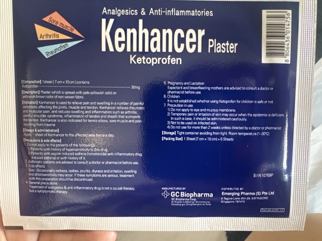Ketoprofen patch (Category: Medical Supplies & Tools) located in Singapore. Submitted by j.adorejewel (Listing ID 1459577763, Image 2). Description: Long expiration date Buy 4 at $10.