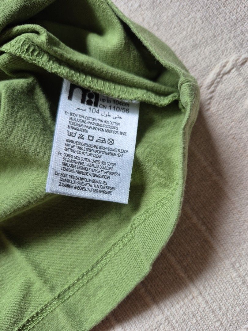 Kids tshirt (Category: Babies & Kids Fashion) located in Quezon City. Submitted by littlefonsy (Listing ID 1459527409, Image 2). Description: Mothercare tshirt green color for 4 years old. Never used, only stored.