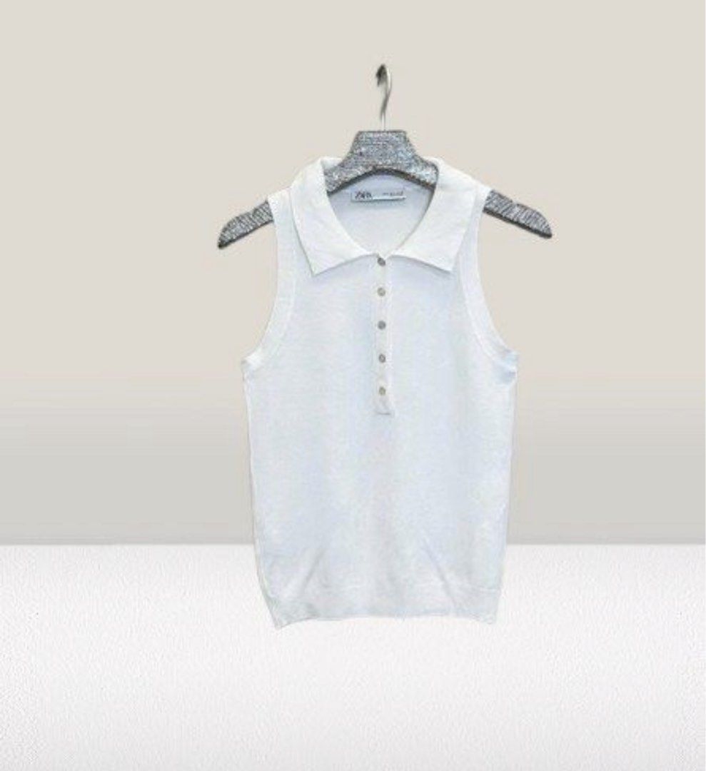 Knit zara collar top white (Category: Blouses) located in Quezon City. Submitted by prelovedsaleitems (Listing ID 1459508898, Image 3). Description: .