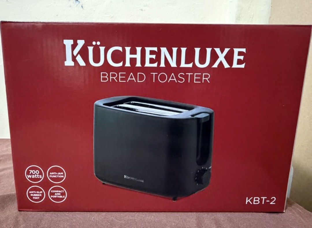 KuchenLuxe Bread Toaster Matte Black (Category: Ovens & Toasters) located in Cavite. Submitted by zaf21q (Listing ID 1459503213, Image 1). Description: Brand new bread toaster for sale 700watts See pictures for the specifications. With box and manual ofcourse 🥰 Can do shipping but the buyer should handle the fee. Can do meetup around Imus Cavite only. Maganda pang regalo 😄 Pm lang if interested 😊.