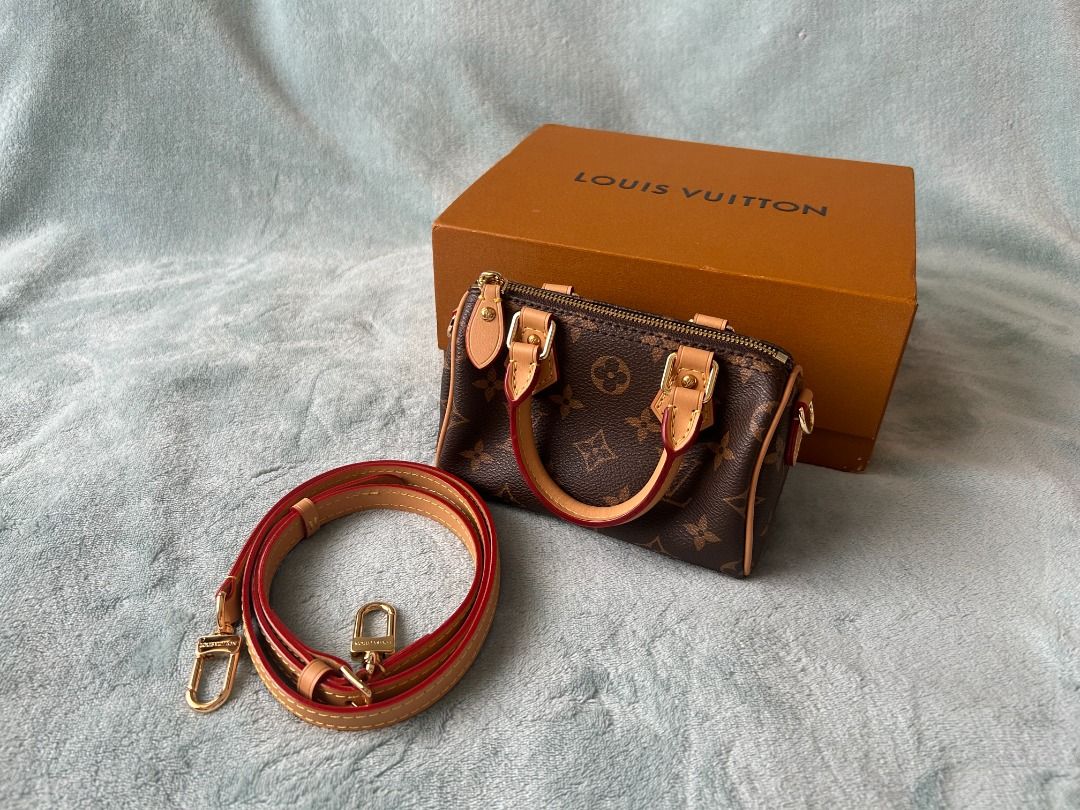 Louis Vuitton Speedy Nano in Monogram Canvas 👜 (Category: Luxury Bags & Wallets) located in Dasmarinas. Submitted by kikayjoe (Listing ID 1459517825, Image 1). Description: - Grade A rep, about 85-90% to the OG - NO damage at all, no odor etc. - Comes with full inclusions: LV Box, dust bag, receipt holder, etc - Comes with FREEBIES: 2 twillies - Lightly used! Got compliments with this bag! Took care of it like my baby, haha 🥰 - SLIGHTLY NEGOTIA