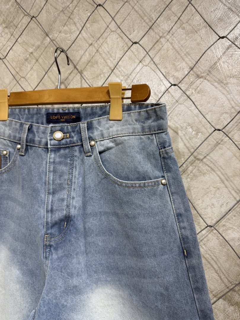 Louis Vuitton Washed Denim Jorts. (Category: Shorts) located in Manila. Submitted by ardobe.mnl (Listing ID 1459639642, Image 3). Description: Louis Vuitton Washed Denim Jorts. Size: Medium-Large Dimes: 31 W x 22” L Condition: Good asnew Flaw: None! Dm for inquiries! 🛒📥.