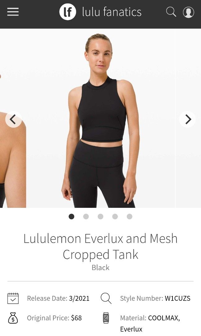 Lululemon everlux and mesh crop tank dot 10 (Category: Activewear) located in San Pedro. Submitted by thriftersthrift (Listing ID 1459503138, Image 1). Description: Dot 10 with pads Good condition Already wash Color rate : 9.5 /10 🌵ALL ITEMS ARE FROM UKAY BALE SO MANAGE YOUR EXPECTATION 🌵 ASK SELLER FOR MORE INFORMATION COLOR MAY CHANGE TRU LIGHTING.
