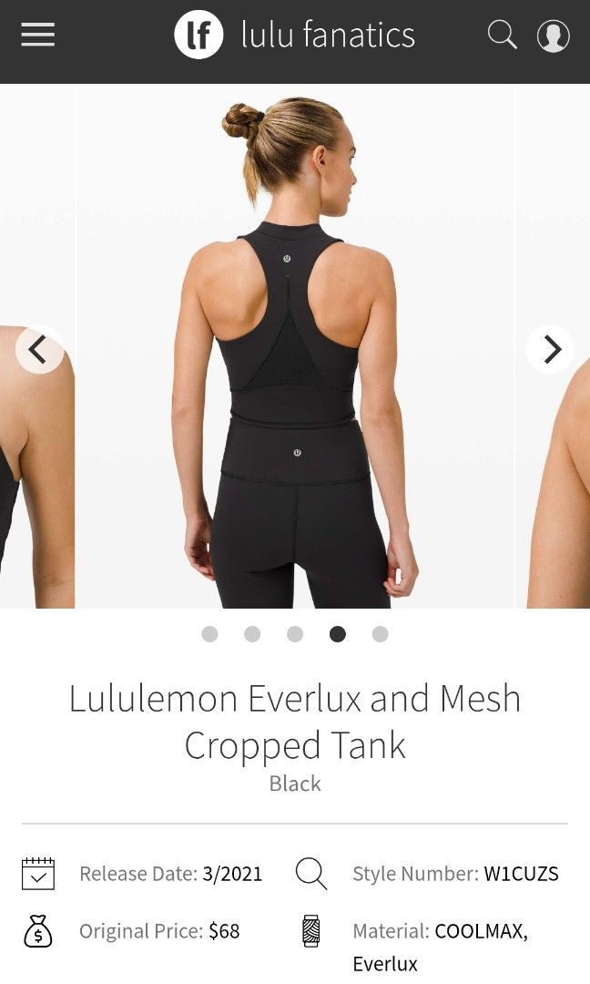 Lululemon everlux and mesh crop tank dot 10 (Category: Activewear) located in San Pedro. Submitted by thriftersthrift (Listing ID 1459503138, Image 2). Description: Dot 10 with pads Good condition Already wash Color rate : 9.5 /10 🌵ALL ITEMS ARE FROM UKAY BALE SO MANAGE YOUR EXPECTATION 🌵 ASK SELLER FOR MORE INFORMATION COLOR MAY CHANGE TRU LIGHTING.