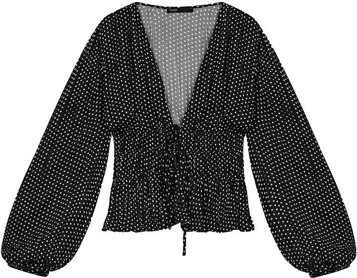 Maje Lianito Polka-Dot Crepe Blouse (Category: Blouses) located in Pasig City. Submitted by cp_sells (Listing ID 1459583304, Image 2). Description: Size: S Condition: Like new RFS: Decluttering.