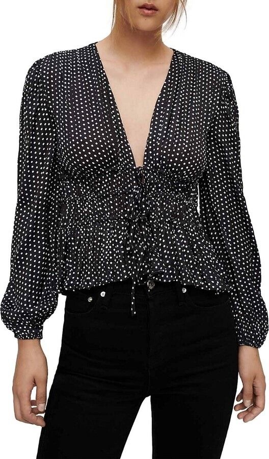 Maje Lianito Polka-Dot Crepe Blouse (Category: Blouses) located in Pasig City. Submitted by cp_sells (Listing ID 1459583304, Image 1). Description: Size: S Condition: Like new RFS: Decluttering.