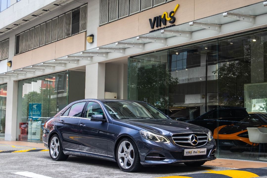 Mercedes-Benz Class E250 (COE till 04/2035) Auto (Category: Used Cars) located in Singapore. Submitted by vinsautogroup (Listing ID 1459573769, Image 1). Description: Consignment Unit Vehicle Features: 4 cylinder turbocharged petrol, 1991cc, around 210PS, torque 350Nm. Rear wheel drive, 7 speed automatic. Accessories: Audiophilic Audio & Soundproofing Upgrades Ethos Widescreen Android 14' display Full exterior respray in factory Covelline Blue Wh