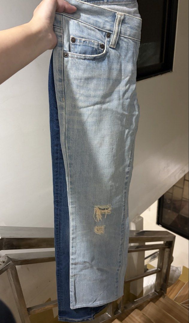M&S Blue Denim and Jill Stuart Jeans (Category: Jeans) located in Caloocan City. Submitted by effervescent_ (Listing ID 1459500503, Image 2). Description: * Two pairs of denim jeans. * Jeans 1: Marks and Spenser in Small size with classic darker wash. Tags still attached. * Jeans 2: Jill Stuart in Size 4 or small in very good condition. Lighter wash denim with trendy distressed details. * Perfect for versatile, casual everyday wear. For the M&S j
