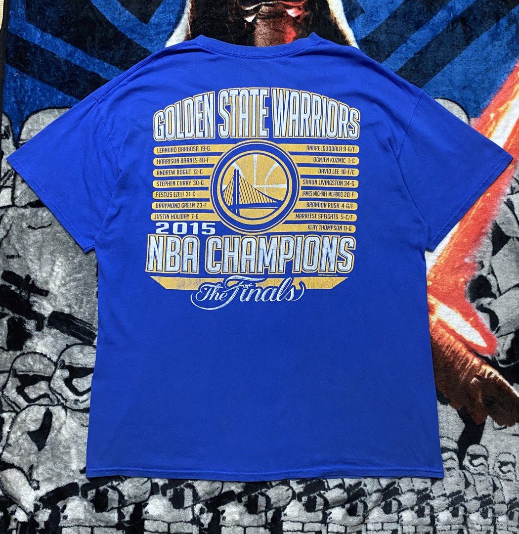 NBA 2015 Champions (GSW), t shirts (Category: Tshirts & Polo Shirts ) located in Cavite. Submitted by jc_thrift95 (Listing ID 1459656365, Image 2). Description: - NBA, t shirts - Erase tag, pin hole, crack prints, need wash - Color rate 7/10 - See details picture for dimes..