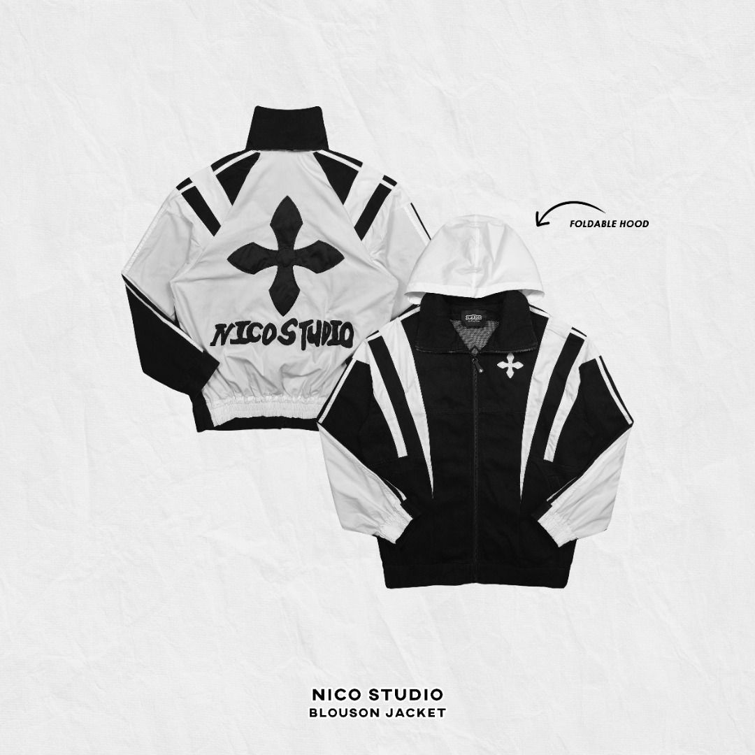 NICO STUDIO BLOUSON JACKET (Category: Hoodies) located in Baguio. Submitted by curatedandselected (Listing ID 1459527701, Image 1). Description: Size: medium to large Dimes: 22.5W x 27L Condition: 9/10 Fabric: cotton .
