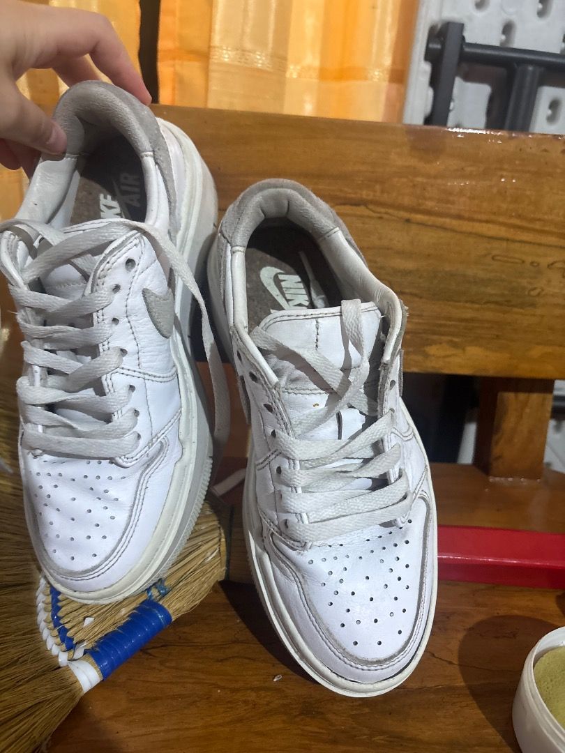 Nike Air Jordan 1 Elevate Low White Sneakers (Category: Sneakers) located in Caloocan City. Submitted by krizairah20 (Listing ID 1459652018, Image 3). Description: - White Air Jordan 1 Elevate Low - Classic design - Shows some signs of wear on soles and uppers - Laces are slightly dirty - Plenty of life left for casual wear.