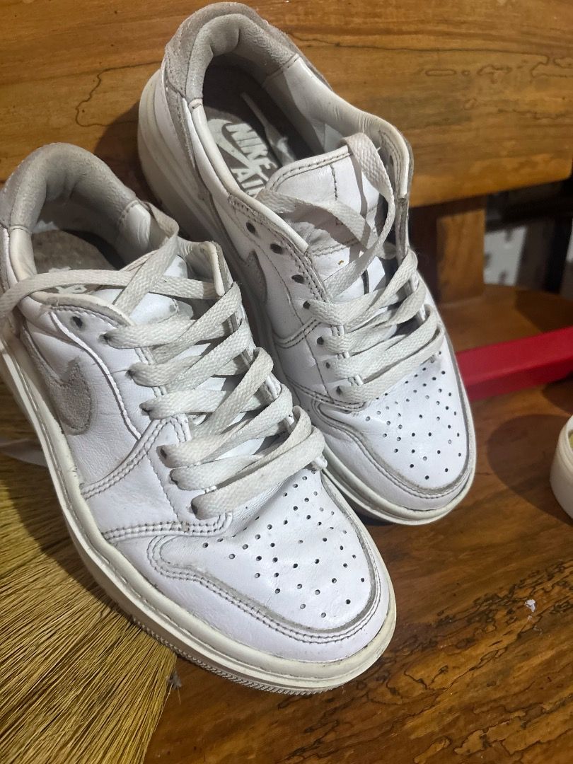 Nike Air Jordan 1 Elevate Low White Sneakers (Category: Sneakers) located in Caloocan City. Submitted by krizairah20 (Listing ID 1459652018, Image 2). Description: - White Air Jordan 1 Elevate Low - Classic design - Shows some signs of wear on soles and uppers - Laces are slightly dirty - Plenty of life left for casual wear.