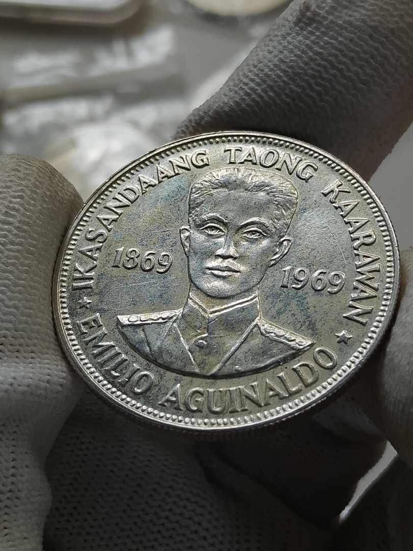 ONE PESO EMILIO AGUINALDO SILVER COIN (Category: Currency) located in Manila. Submitted by legitseller12 (Listing ID 1459518128, Image 1). Description: FOR SALE 🟢 BIG SILVER COMEMORATIVE COIN EMILIO AGUINALDO 1869-1969 BIG SILVER COIN ONE PESO PRICE - 3350 PESOS ONLY MODE OF PAYMENT GCASH OR BANKTRANSFER LOCATION SANTA ROSA LAGUNA MEETUP OR SHIPPING SA MALALAYO VIA JRS DOOR TO DOOR.