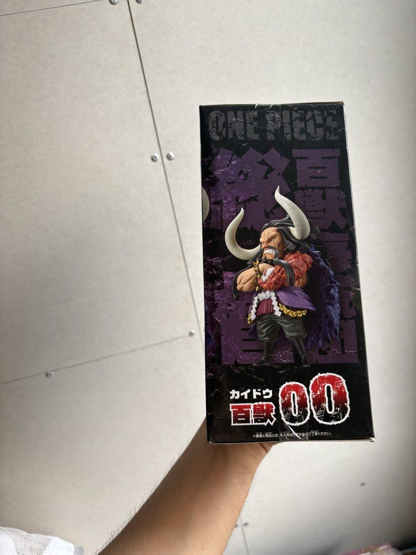One Piece Kaido WCF Figure Banpresto (Category: Figurines & Statues) located in Manila. Submitted by tj.merch (Listing ID 1459519103, Image 2). Description: - Banpresto World Collectable Figure - Features Kaido in his iconic beast form - A must-have for any One Piece enthusiast - Box displays the full lineup on the back.