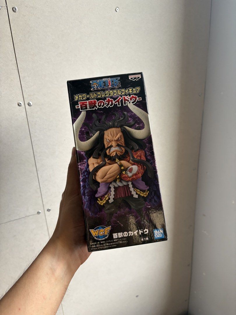 One Piece Kaido WCF Figure Banpresto (Category: Figurines & Statues) located in Manila. Submitted by tj.merch (Listing ID 1459519103, Image 1). Description: - Banpresto World Collectable Figure - Features Kaido in his iconic beast form - A must-have for any One Piece enthusiast - Box displays the full lineup on the back.