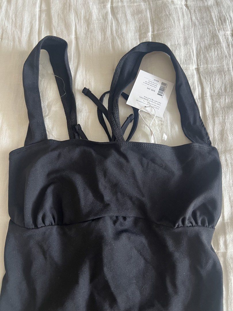 [ONHAND] Supre - Remi backless top black (Category: Sleeveless) located in Cebu City. Submitted by angel.energyph2 (Listing ID 1459629546, Image 2). Description: 🏷️ 750 Size XXS * Bust: 31.5 in (80 cm) * Waist: 24.4 in (62 cm) * Best fits: XXS/XS - Brand new with tag - Square neck - Fitted - Backless - Regular length - Straight hem - Responsibly sourced: Made from 20% recycled cotton from pre-consumer waste .