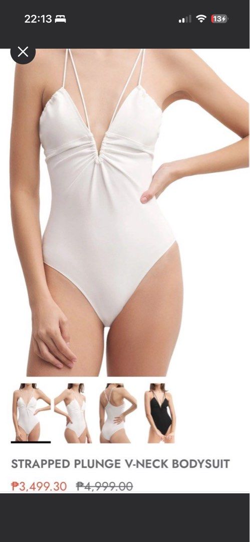 PATTON Strapped Plunge V-Neck Bodysuit (Category: Others Tops) located in Mandaluyong City. Submitted by fleurrrrvirgo (Listing ID 1459630286, Image 1). Description: LOOSE ON ME Im usually a size small - Deep V-neck white bodysuit - Flattering ruched detailing - Thin, adjustable straps for a perfect fit - Versatile: wear it alone or layer it up - Available in white and black.