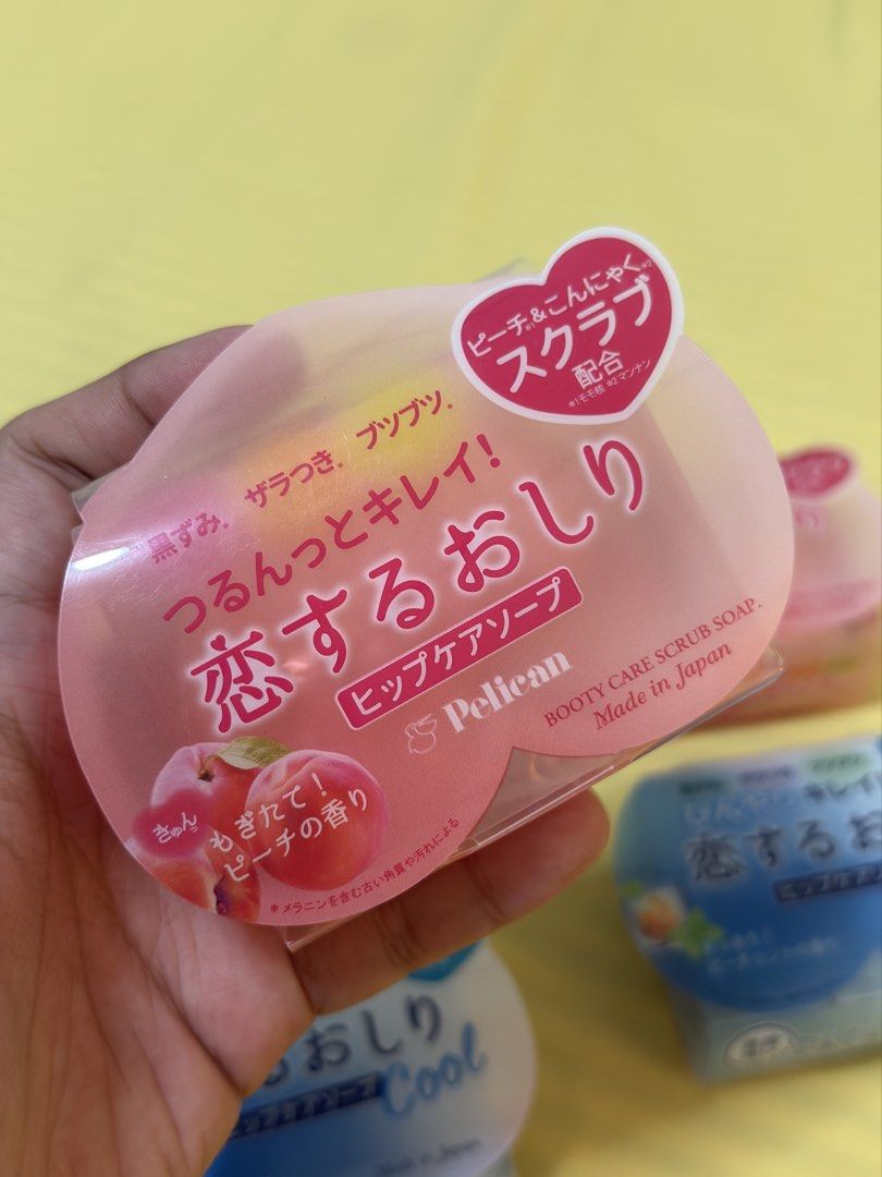 Pelican Booty Care Scrub Soap - Peach & Cool Mint (Category: Bath) located in Cavite. Submitted by misyelandco (Listing ID 1459670886, Image 3). Description: - Treat rough skin with Pelican Booty Care Scrub Soaps. - Choose from two refreshing scents: Peach or Cool Mint. - Expertly crafted in Japan for smooth, clean skin. - Perfect for achieving a soft and healthy complexion. - Add to your routine today!.