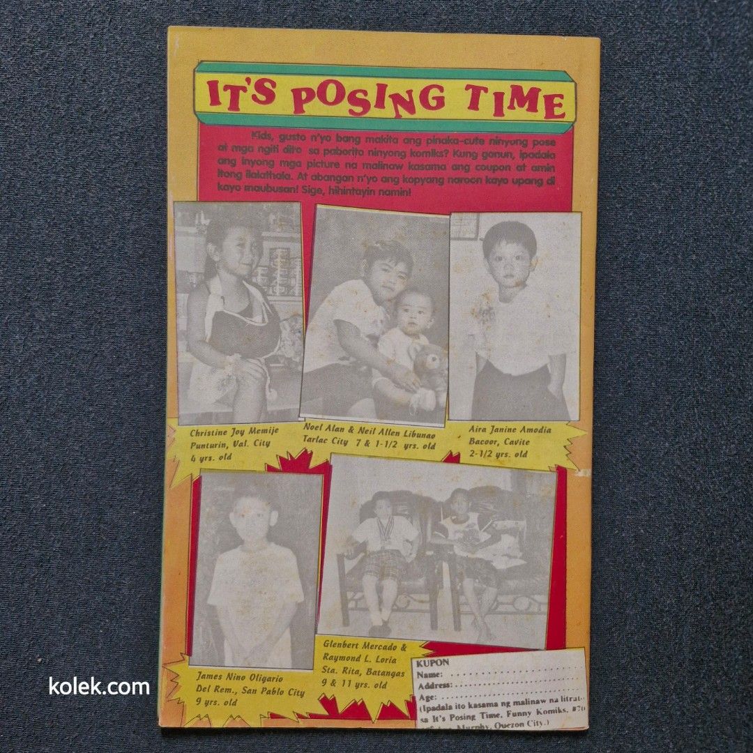 Pilipino Funny Komiks (Category: Comics & Manga) located in San Pedro. Submitted by .kolek.com (Listing ID 1459551802, Image 2). Description: Used Vintage Komiks ✔️Like new Condition ✔️Complete Pages ✔️No Penmark Yellowish👈 Bawal sa Maselan👈 What U see is What U Get Sa nakaka appreciate lang MoP: Gcash J&T Courier Pickup or Book any Rider Buyer's book and expense Loc: San Pedro, Laguna 📣S3 0.3kg.