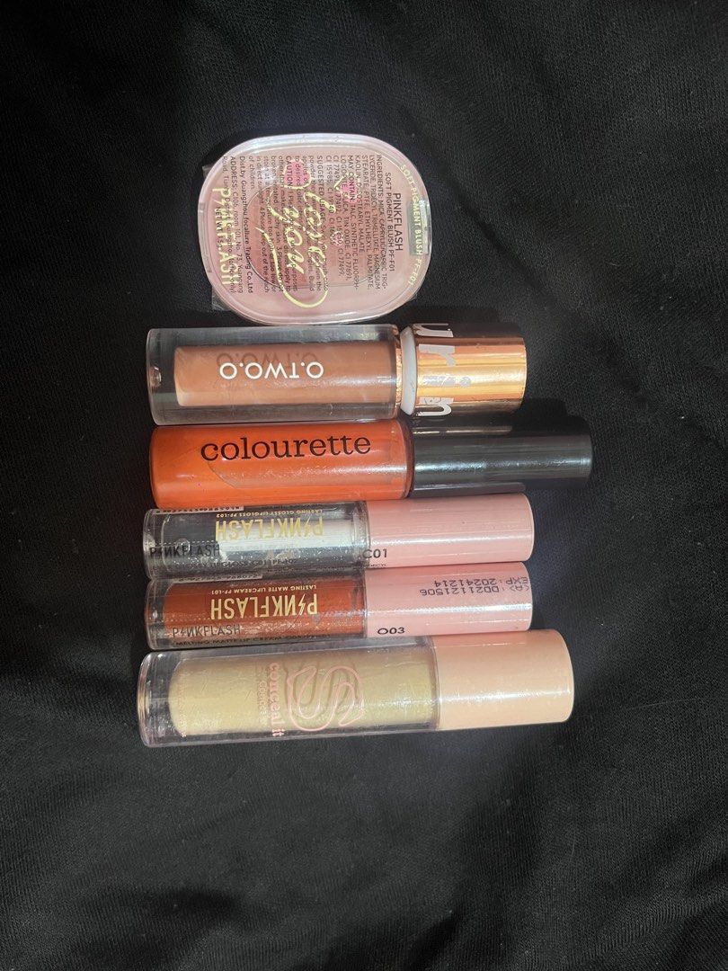 Pinkflash & O.Two.O Lip Products and Blush (Category: Makeup) located in Baguio. Submitted by kylastyles (Listing ID 1459637984, Image 1). Description: SEALED pinkflash blush - shade po4 pinkflash lip gloss pink flash lip cream - shade co3 squad conceal it - shade cl1 SWATCHED ONLY ONCE otwoo ultra stay lolepop - shade 02 colourette colour tint - shade summer.