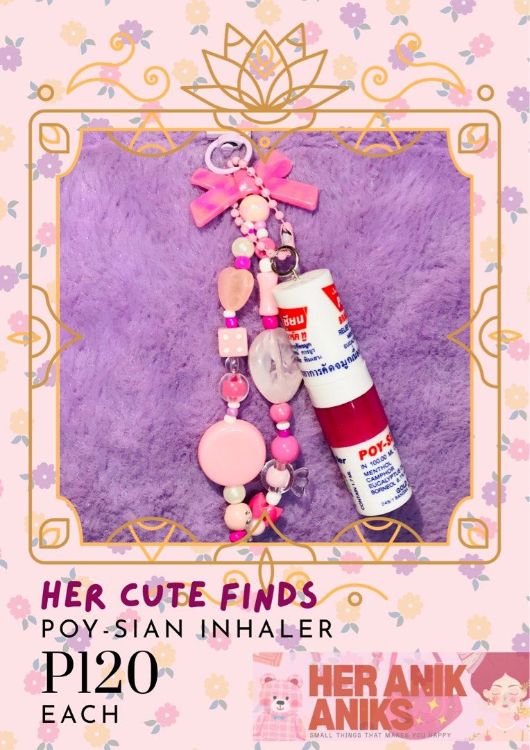 Poi-Sian Inhaler Charms (Category: Sanitizers & Disinfectants) located in Mandaluyong City. Submitted by imimimi (Listing ID 1459608732, Image 2). Description: Random design PM for the color you want .