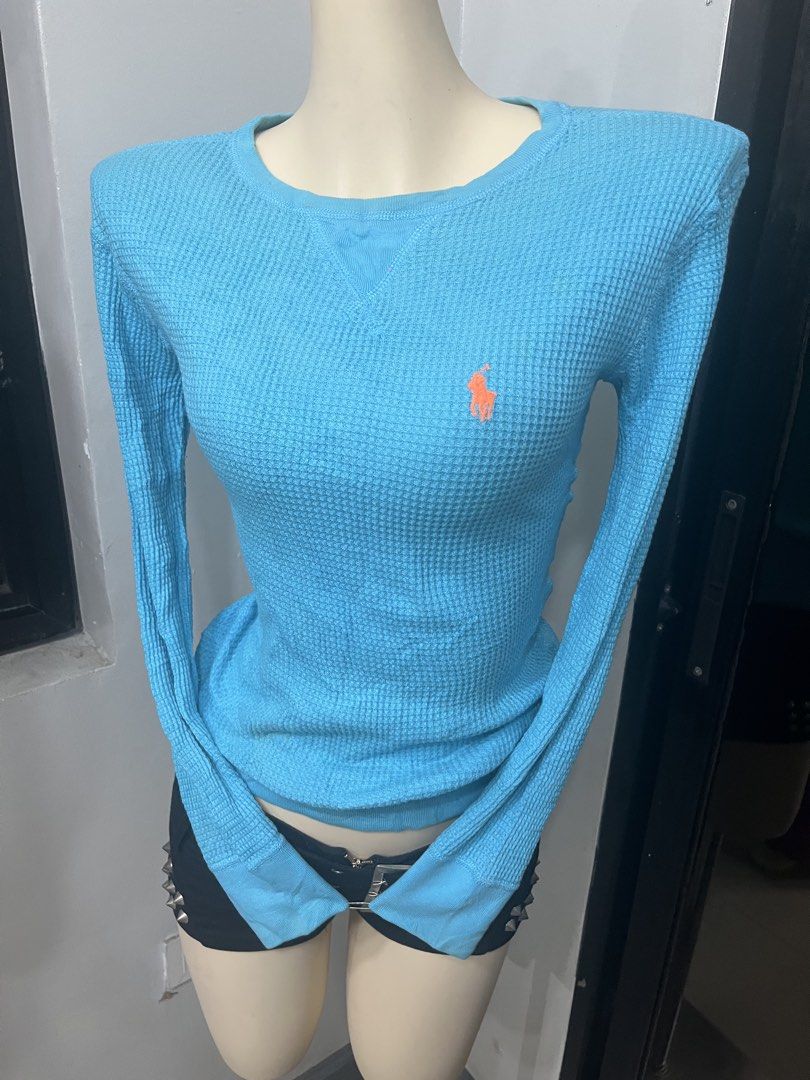 Polo by Ralph Lauren Teal longsleeves (Category: Longsleeves) located in Caloocan City. Submitted by onlyfromthepast (Listing ID 1459669708, Image 3). Description: 9/10 condition Last slide light stain Xs on tag can fit upto medium ✅My bio before purchasing tia💕 ✅ All items are fresh from bales, Pls expect dirt,dust or stains .