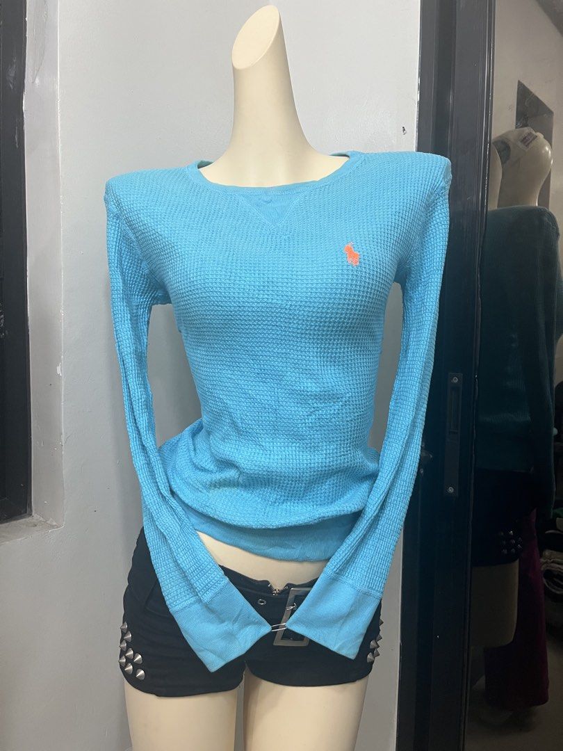 Polo by Ralph Lauren Teal longsleeves (Category: Longsleeves) located in Caloocan City. Submitted by onlyfromthepast (Listing ID 1459669708, Image 2). Description: 9/10 condition Last slide light stain Xs on tag can fit upto medium ✅My bio before purchasing tia💕 ✅ All items are fresh from bales, Pls expect dirt,dust or stains .