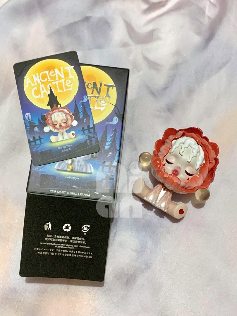 Popmart Skullpanda Ancient Castle “Bloody Rose” (Category: Designer & Blind Box Toys) located in Quezon City. Submitted by nian.mnl (Listing ID 1459604942, Image 1). Description: Popmart Skullpanda > displayed only > box opened from the bottom > No sure if flaw: Yellowing of spheres near the ears > Bought for more than listed price, no haggling pls > with box, card, and foil > opened, unsealed NO COD, Can Lalamove.