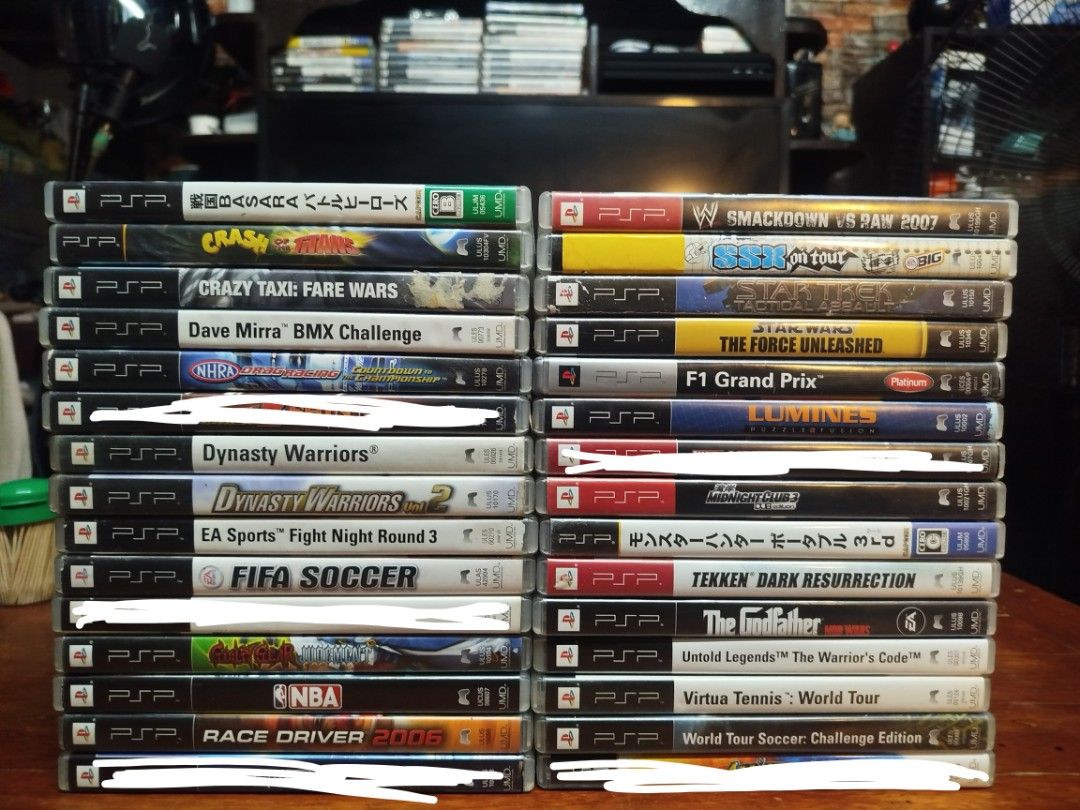 PSP UMD Games - Various Titles (Category: PlayStation) located in Binan City. Submitted by pumpkiiin02 (Listing ID 1459536182, Image 1). Description: For Sale/Swap: 📀PSP GAMES📀 🟩 Complete in Box 🟪 No Manual 🟥 Sold 🟨 Reserved 🟧 Others 🟩 Basara Heroes Chronicles - ₱450 🟧 Crash of the Titans (No Manual) - ₱450 🟩 Crazy Taxi: Fare Wars - ₱600 🟧 Dave Mirra: BMX Challenge (No Manual) - ₱450 🟩 Drag Racing NHRA - ₱350 🟩 Dynasty Warriors - ₱40