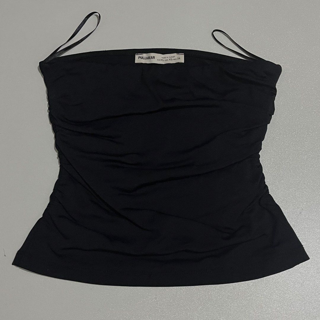 Pull & Bear Black Ruched Tube Top (Category: Others Tops) located in Quezon City. Submitted by declutter_chi (Listing ID 1459676056, Image 1). Description: Pull & Bear Black Ruched Tube Top - ruched sides so it snatches the waist - lightly used - originally bought for ₱895 - still has tag shipping: lalamove or flash express payment: gcash or paymaya feel free to reach out for more inquiries!.