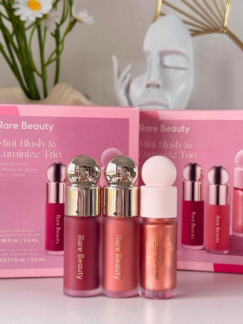 Rare Beauty Trio Set (Category: Makeup) located in Pasay City. Submitted by fortellebeauty.mnl (Listing ID 1459540727, Image 1). Description: Rare Beauty Trio Set Inclusions: 🌸 Liquid Blush - shade: virtue & beloved 3.2ml ✨ Liquid Highlighter - shade: enliven 2.5ml 💯 GUARANTEED AUTHENTIC. ✅ Ready for shipping/pick up 📩 SEND ME A DM IG&FB Page: @fortellebeauty.mnl.