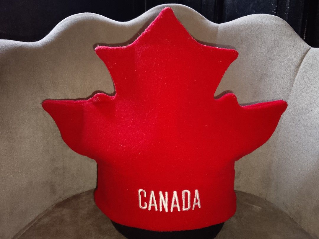 Red Maple Leaf Canada Novelty Hat (Category: Hats & Beanies) located in Binangonan. Submitted by yuristalin888 (Listing ID 1459522685, Image 2). Description: Show off your national pride with this eye-catching novelty hat shaped like a classic red maple leaf. Crafted in a vibrant red material, it features the word "CANADA" cleanly embroidered in bold white lettering across the front band. Perfect for sporting events, Canada Day celebrations, or t