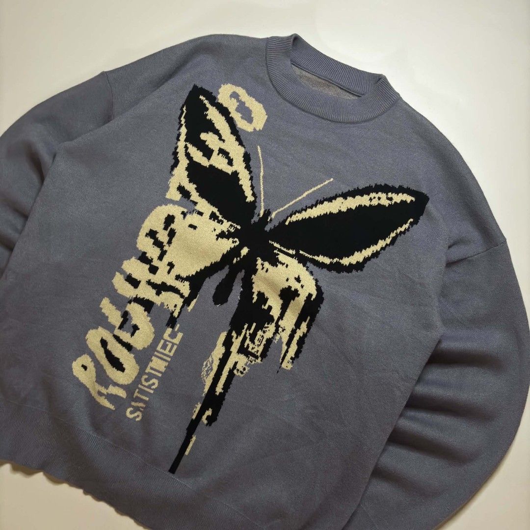 ROGHWO SATISFICING Butterfly Knit Sweater (Category: Coats, Jackets and Outerwear) located in San Pablo. Submitted by refitsph (Listing ID 1459671497, Image 2). Description: - Width: 26 - Length: 29 - Legit / Authentic - Flawless - Already Washed and Ready to Wear.