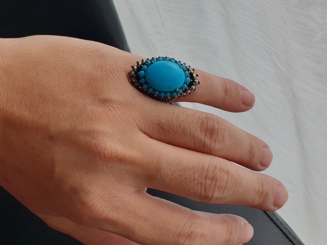 S925 Turquoise Marcasite Ring (Category: Rings) located in Quezon City. Submitted by WasalakTwo (Listing ID 1459634733, Image 1). Description: Bought in Korea Goodcondition Size 6 Open for delivery nationwide.