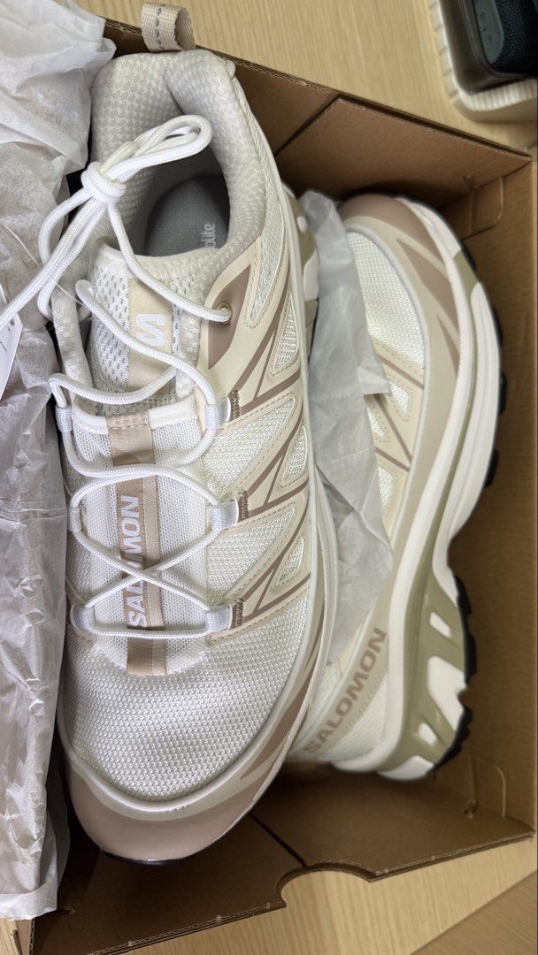 Salomon XT-6 Expanse (Category: Sneakers) located in Makati City. Submitted by glencdelacruz (Listing ID 1459582727, Image 2). Description: - Salomon XT-6 Expanse Sneakers - Color: White/Rainy Day/Oxford Tan - Size: UK 10 / EUR 44 2/3 / US M 10.5 / JP 28.5 - Ideal for trail running and everyday wear - Comes with original box - RFS: Too big for me.