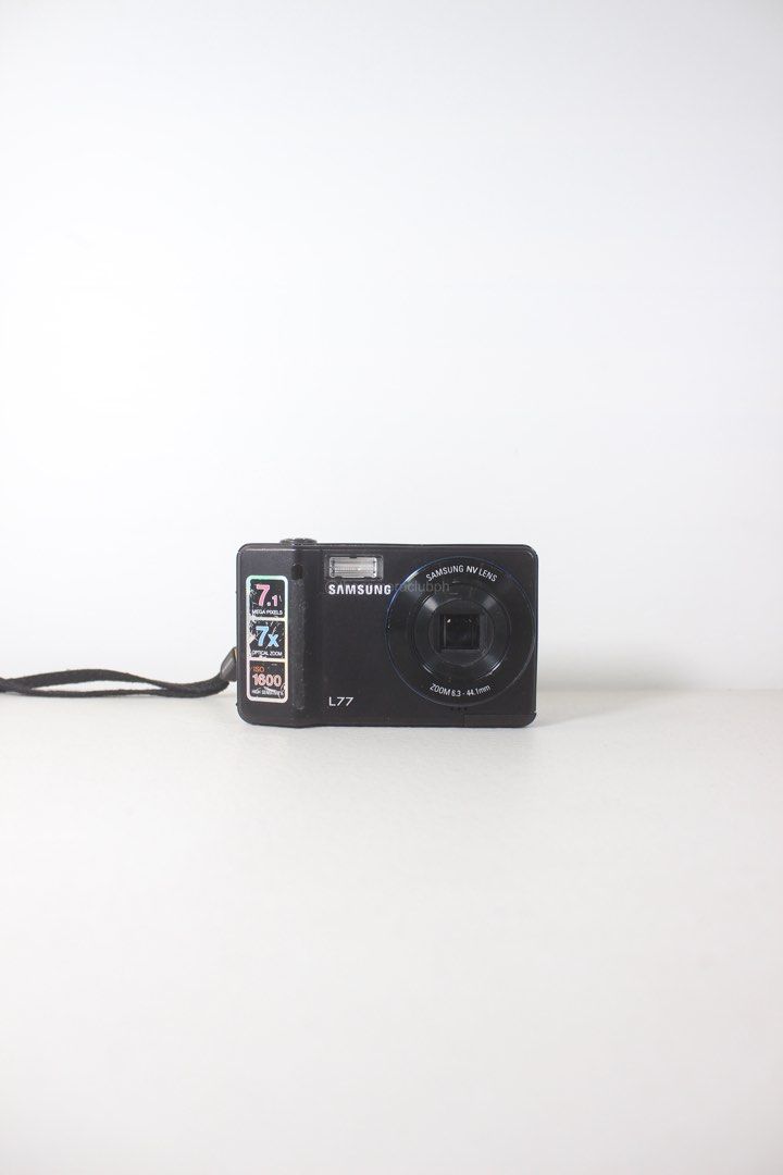 Samsung L77 7.1 MP Digital Camera (Category: Cameras) located in Tarlac. Submitted by thecouclub (Listing ID 1459600413, Image 3). Description: Samsung L77 7.1 MP Digital Camera ♡ ̆̈ CCD sensor ♡ ̆̈ built-in flash working ♡ ̆̈ movie mode (VGA) ♡ ̆̈ ASR digital image stabilization ♡ ̆̈ scene modes ♡ ̆̈ effects ♡ ̆̈ voice recording ♡ ̆̈ 7x optical zoom ♡ ̆̈ digital zoom ♡ ̆̈ date imprint ♡ ̆̈ 2.5” LCD display ♡ ̆̈ all buttons working ♡ ̆̈ clean sch