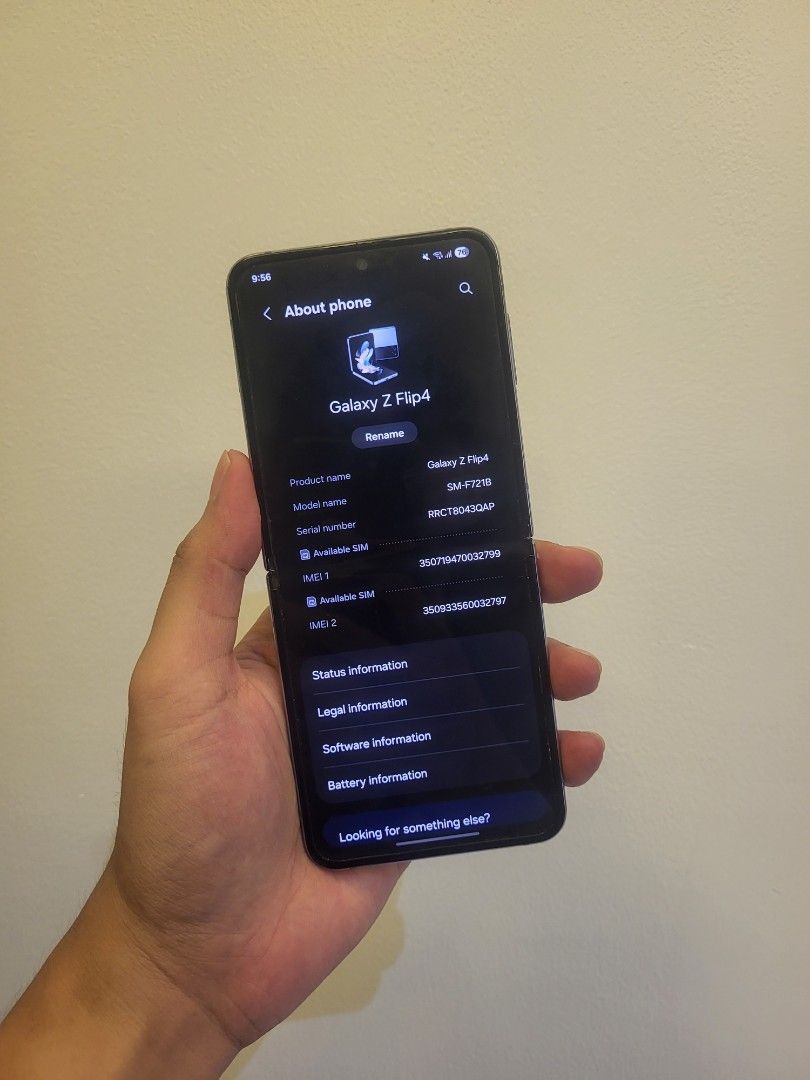 Samsung z flip 4 (Category: Samsung) located in Manila. Submitted by cosmicstone-a2a (Listing ID 1459496936, Image 3). Description: Swap or sale Samsung z flip4 No lines, no blackspot, no amoled burn 8gb ram 128gb rom Snapdragon 8+ gen 1 All working Issue sign of usage in hinge see pic Unit case only.