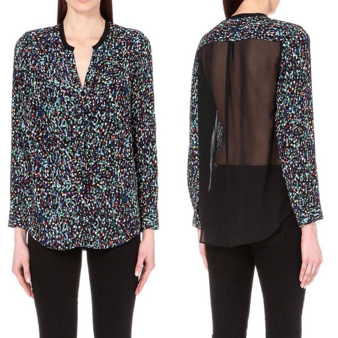 Sandro Paris Black Floral Print Sheer Back Blouse (Category: Blouses) located in Cebu City. Submitted by violacloset (Listing ID 1459493682, Image 2). Description: Measurements: length : 25 in width : 19 1/2 in.