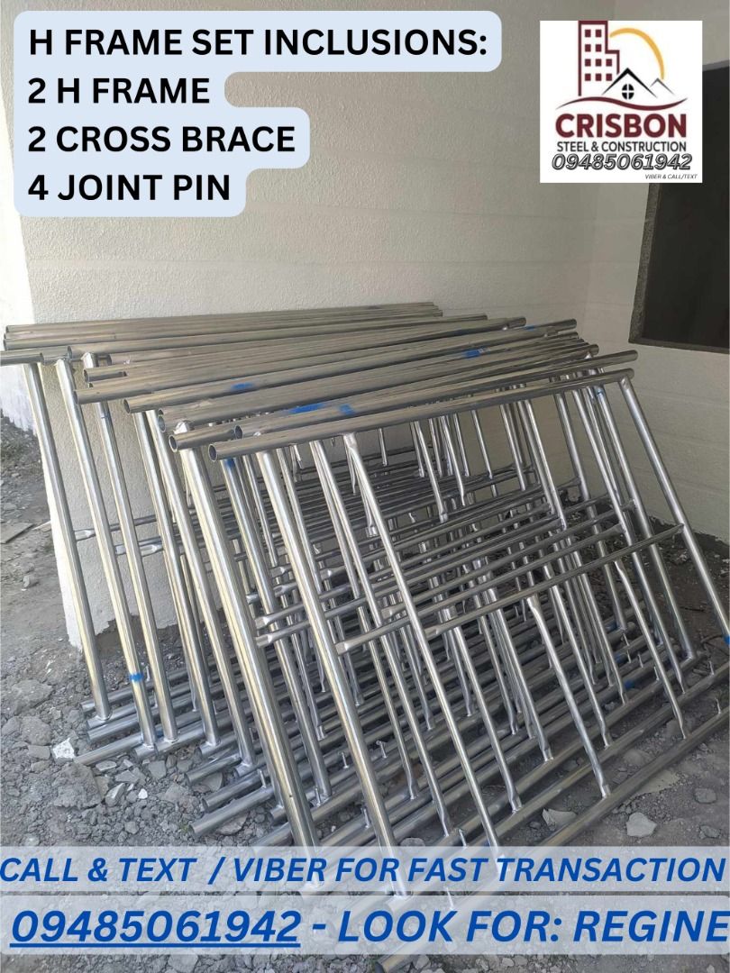 SCAFFOLDING H FRAME SET (Category: Construction & Building Materials) located in Dasmarinas. Submitted by reginepons (Listing ID 1459552963, Image 3). Description: SCAFFOLDING H FRAME SET 🏗️U HEAD JACK/BASE JACK/PHENOLIC BOARD🏗️ SCAFFOLDING & FORMWORKS 💥SCAFFOLDING SET 💥GI PIPE 1-1/2 💥SWIVEL CLAMP / FIXED 💥GI WIRE/ ALAMBRE 💥CATWALK / PLATFORM 💥GI LADDER 💥BASE JACK / UHEAD 💥SHORING JACK 💥TIE ROD 💥FLANGE NUT 💥WING NUT OTHER PRODUCT: ❕O