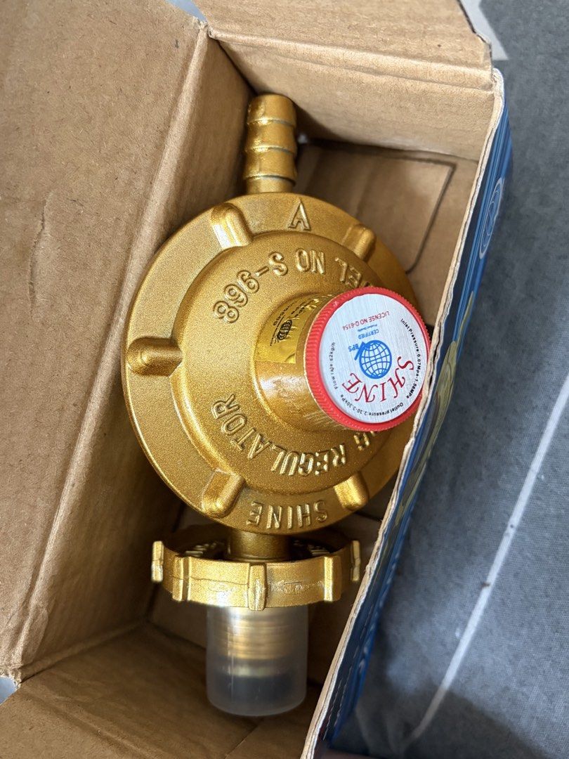Shine LPS Gas Regulator Japanese Technology (Category: Other Kitchenware & Tableware) located in Manila. Submitted by genesaysss (Listing ID 1459604953, Image 1). Description: - Shine LPS Gas Regulator - Japanese Technology - Model: S-968 - Material: Brass - Suitable for LPG - Comes in original box Unused.