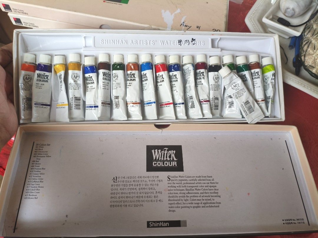 ShinHan Artists' Water Colors (Category: Art & Prints) located in Arayat. Submitted by jpfinds19 (Listing ID 1459514023, Image 2). Description: - ShinHan Artists' Water Colors - Includes Violet, Ultramarine, Brown Red, Olive Green, Cobalt Blue, and more - 12ml (0.4 fl.oz.) tubes - Ideal for artists - Sold as a complete set.