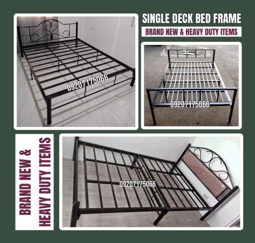 Single deck bed frame (Category: Bed Frames & Mattresses) located in Paranaque City. Submitted by aaronn2 (Listing ID 1459554602, Image 1). Description: SUPPLIER AND MANUFACTURER •HEAVY DUTY AND BRAND NEW ITEMS HOME FURNITURES SINGLE DECK (MILITARY FLAT BAR) •30”x75” = P1,600 •36”x75” = P1,800 •42”x75” = P2,700 •48”x75” = P3,000 •54”x75” = P3,400 SINGLE DECK (TUBE TYPE) •30”x75” = P2,200 •36”x75” = P2,500 •48”x75” = P2,800 •54”x75” = P3,200 •60”x