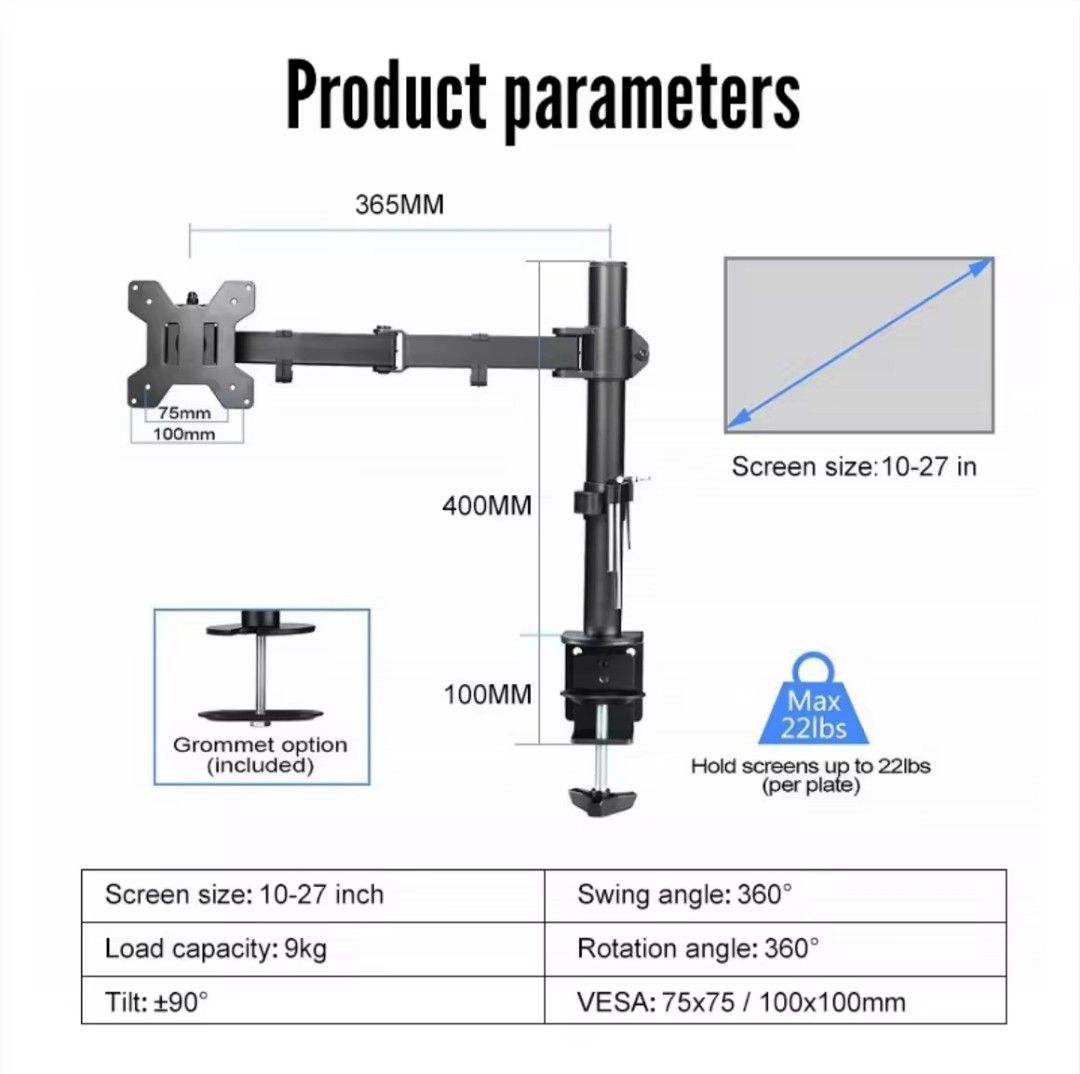 Single Monitor Mount (Category: Other Accessories) located in Valenzuela. Submitted by MGA_ALAALA_NG_STAFE (Listing ID 1459625317, Image 2). Description: parts complete and in good condition. my new monitor is a bit heavier so had to change to new one. .