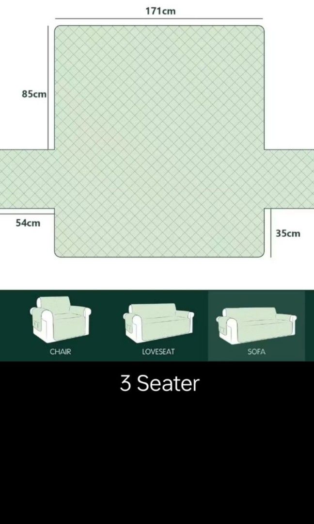 Sofa Protector for 3- seater (Category: Bedding & Towels) located in Marikina City. Submitted by per.angeles (Listing ID 1459565750, Image 2). Description: Mandaue Foam, 3-seater Sofa Protector in Khaki color. Waterproof. RFS: Too big for our sofa..