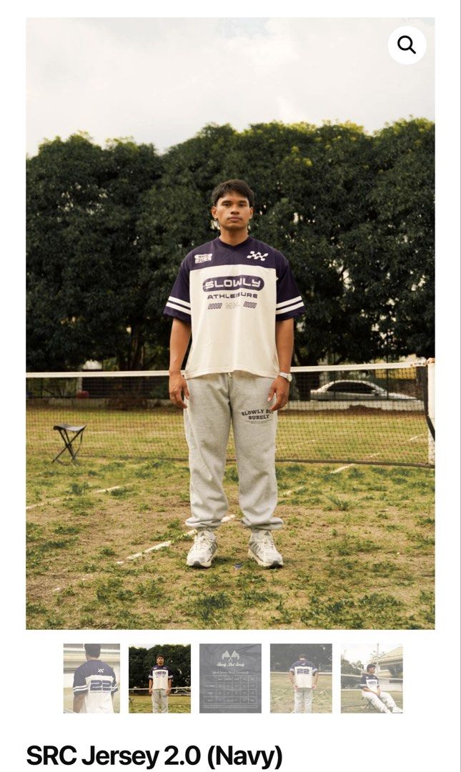SRC Jersey 2.0 (Navy) - Slowly But Surely (Category: Activewear) located in Mandaluyong City. Submitted by _s3ll3r (Listing ID 1459600972, Image 1). Description: - SRC Jersey 2.0 in Navy - Boxy, oversized fit for comfort - Made with breathable mesh material - Ideal for casual wear or athletic activities - Refer to the size chart in the photos for exact measurements (slight variations may occur).