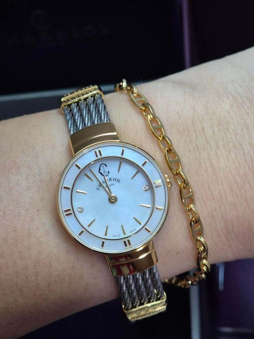 🇨🇭St Tropez Slim Watch charriol (Category: Luxury Watches) located in Manila. Submitted by authenticbagswatchesco (Listing ID 1459599786, Image 1). Description: St Tropez Slim Watch -BEST Seller With genuine natural diamonds Mother of pearl dial 25mm diameter Yellow gold and silver Price Php: 113,999.00 + Free Shipping ✅for sure buyer 50% down payment Ship via LBC COD/LBC Pick up branch 🇨🇭100% Swiss made 😍 MONEYBACK iF PROVEN FAKE‼️ ❌Mall SR