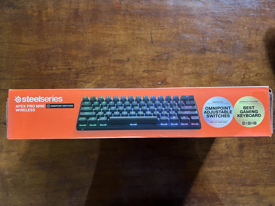 SteelSeries Apex Pro Mini Wireless Mechanical Keyboard (Category: Computer Keyboard) located in Bulacan. Submitted by trishzapata (Listing ID 1459554864, Image 3). Description: - SteelSeries Apex Pro Mini Wireless Keyboard - Compact 60% form factor - Features OmniPoint adjustable mechanical switches for customizable actuation - Ultra-fast response and low latency, perfect for competitive gaming - Versatile connectivity: 2.4GHz wireless or Bluetoo