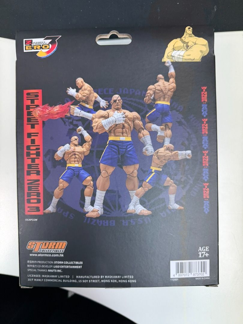 Storm Collectibles / Storm Arena 《快打旋風 ZERO 3》（Street Fighter Zero 3）1/12 比例可動人偶——泰王沙加特（Sagat） （分類：手辦雕像）位於 Hong Kong。 由 dennis_l 提交（商品編號 1459494270，圖片 2）。簡介： 90%新 無display過 連胸補件 銅鑼灣交收 / SF到付!。